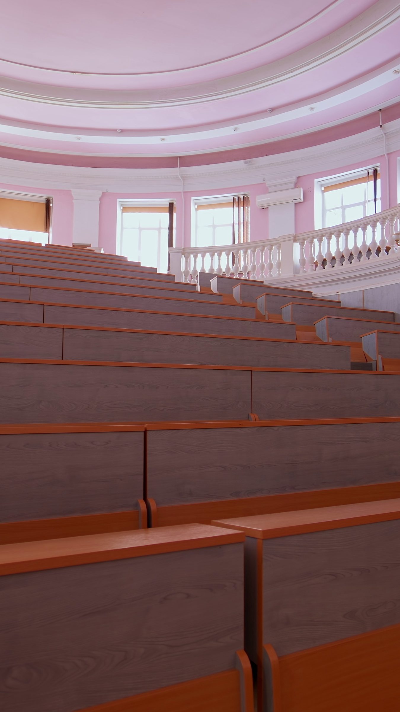 An empty university lecture hall